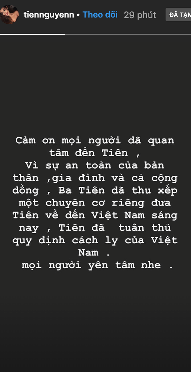 Tiên Nguyễn khoá bình luận trên Instagram sau khi xác nhận nhiễm Covid-19 - Ảnh 3.