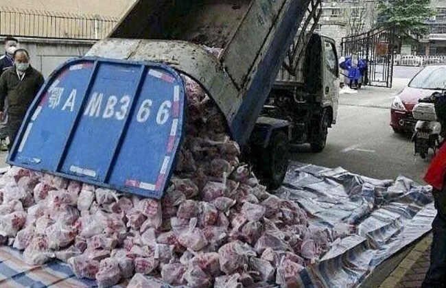 Trung Quốc sa thải quan chức sau vụ dùng xe rác chở thịt lợn cung cấp cho người dân - Ảnh 1.