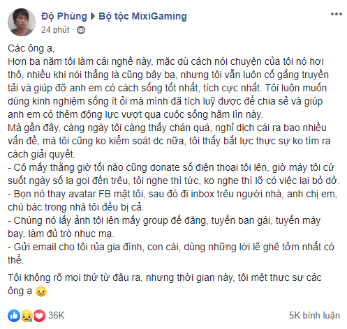 Độ Mixi viết tâm thư vì bị cư dân mạng hành xử thiếu văn hóa: Tôi mệt thật sự các ông ạ! - Ảnh 2.