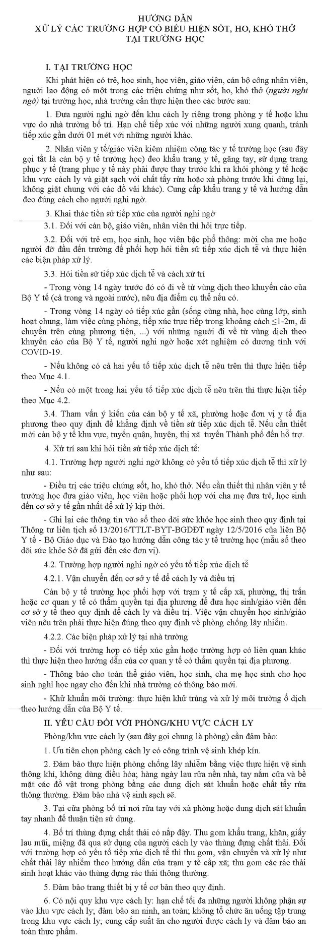 Sở GDĐT Hà Nội hướng dẫn xử lý các trường hợp bị sốt, ho, khó thở tại trường học - Ảnh 1.