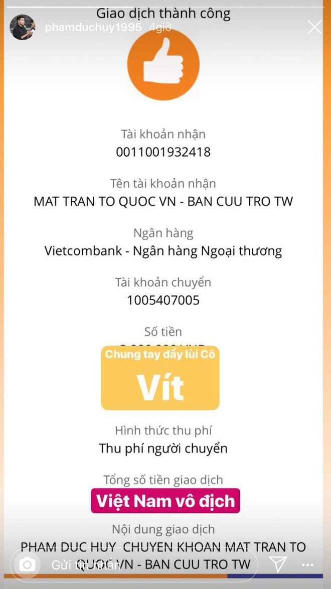 Thêm loạt sao Vbiz chung tay ủng hộ quỹ phòng chống dịch: Tăng hơn 415 triệu, Tuấn Trần và dàn sao có động thái mới bất ngờ - Ảnh 10.