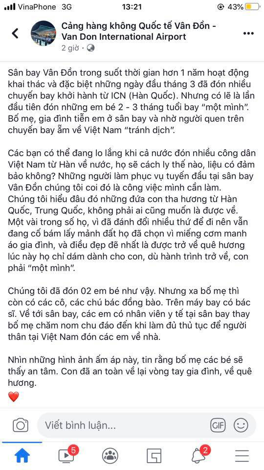 Chuyến bay đặc biệt: Cháu bé 2 tháng tuổi “một mình” từ Hàn Quốc về nước tránh dịch Covid-19 - Ảnh 1.