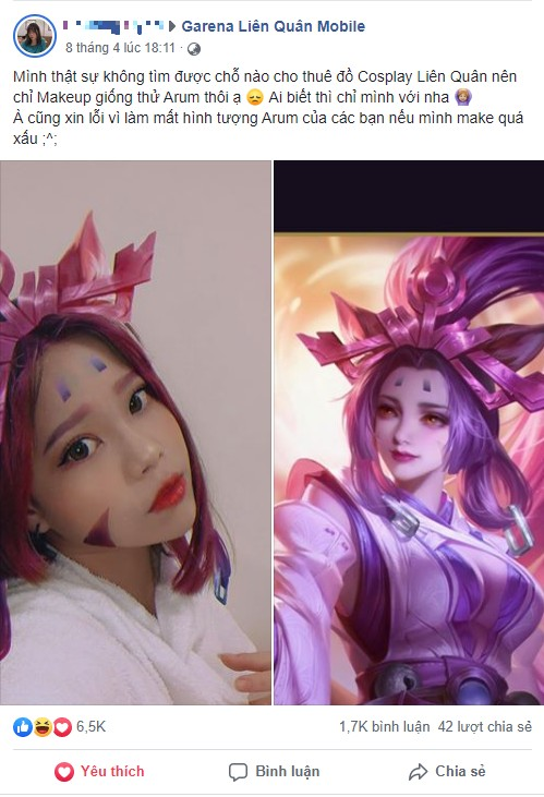 Cosplay Arum Liên Quân con gái chắc chắn sẽ khiến bạn ngất ngây vì vẻ đẹp quyến rũ, quyến luyến không thể cưỡng lại của nhân vật trong game. Từ trang phục đến trang điểm, từ ánh mắt đến nụ cười, cosplay của những cô gái sẽ khiến bạn ngẩn ngơ và bất ngờ. Hãy thưởng thức bộ ảnh cosplay cực đẹp này nhé!