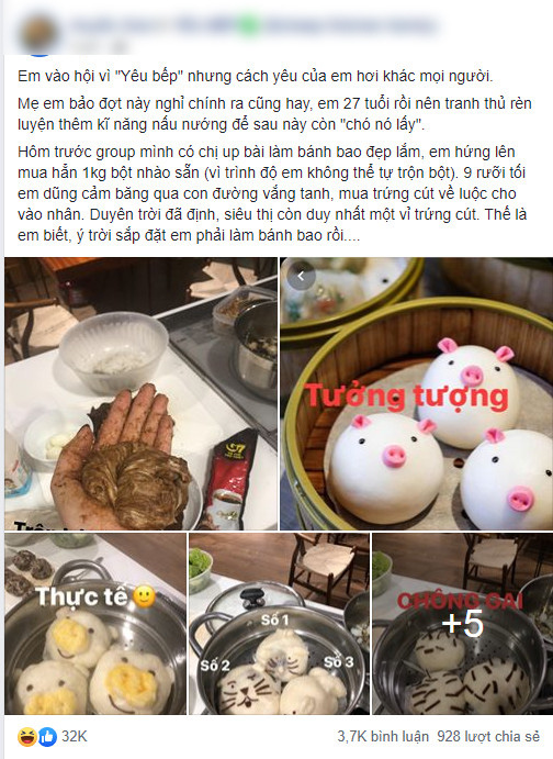 Cặm cụi làm bánh bao mặt heo cute, cô gái phát hiện mình có khiếu gây cười hơn là nấu ăn - Ảnh 1.