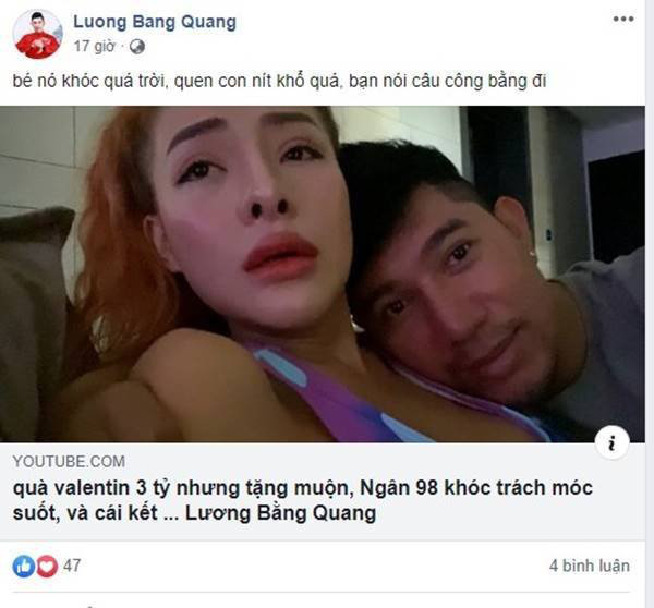 Ngân 98 trách Lương Bằng Quang vô tâm, không góp tiền ở chung, nhận quà Valentine 3 tỷ mà vẫn... khóc lóc vì 1 lý do - Ảnh 2.