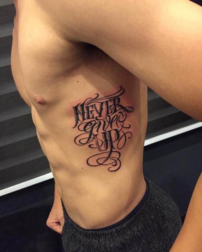 Hình xăm Never give  MrTattoo  Xăm Nghệ Thuật Hà Nội  Facebook