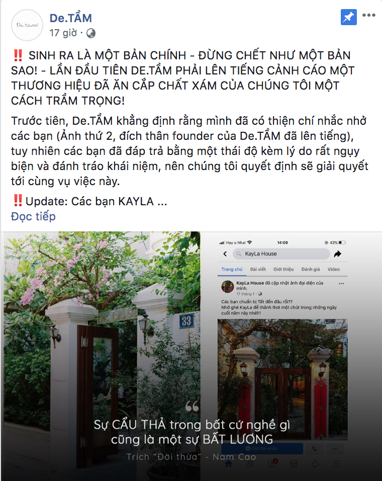 Qu&aacute;n c&agrave; ph&ecirc; nổi tiếng H&agrave; Nội - De.TẦM tố bị đạo nh&aacute;i y chang từ thiết kế kh&ocirc;ng gian đến nội dung tr&ecirc;n fanpage khiến cư d&acirc;n mạng x&ocirc;n xao - Ảnh 1.