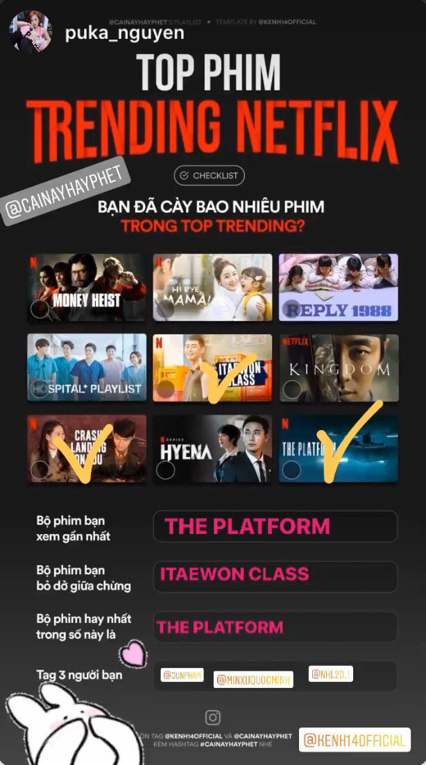 Sao Việt ở nhà gặm nhấm Netflix: Cao Thiên Trang cày sạch top trending, Puka cực mê The Platform - Ảnh 6.