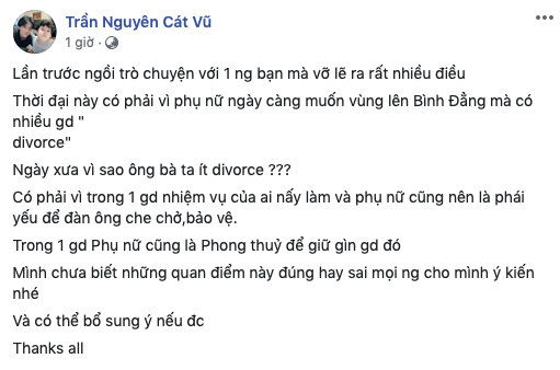 Hậu tan vỡ với Trương Quỳnh Anh, Tim gây chú ý khi bày tỏ quan điểm: Có phải vì phụ nữ ngày càng muốn bình đẳng mà nhiều gia đình ly hôn? - Ảnh 2.