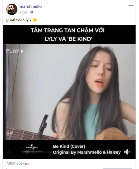 DJ hàng đầu thế giới Marshmello đích thân chia sẻ đoạn clip LyLy cover hit mới nhất của mình, còn vào tận YouTube để gửi lời cảm ơn! - Ảnh 2.