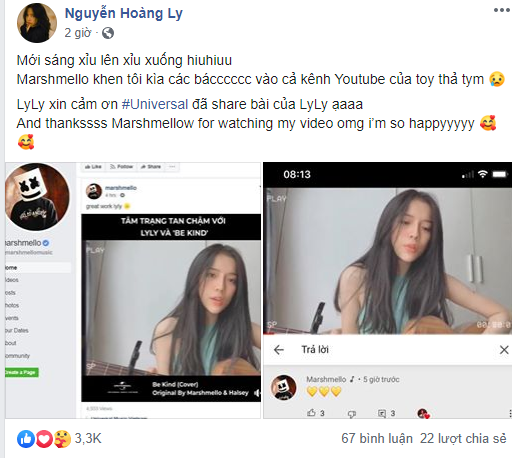 DJ hàng đầu thế giới Marshmello đích thân chia sẻ đoạn clip LyLy cover hit mới nhất của mình, còn vào tận YouTube để gửi lời cảm ơn! - Ảnh 4.