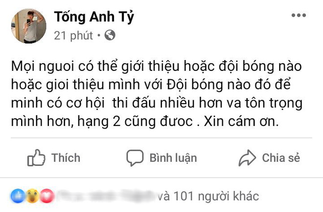 Cầu thủ trẻ Việt Nam gây tranh cãi vì bóc mẽ CLB chủ quản lên Facebook, đòi ra đi ngay khi đội vừa thắng đậm - Ảnh 1.