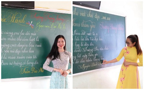 Mãn nhãn với nét chữ của các giáo viên Quảng Trị: Viết bảng đẹp như rồng bay phượng múa, dân mạng thi nhau chia sẻ rần rần