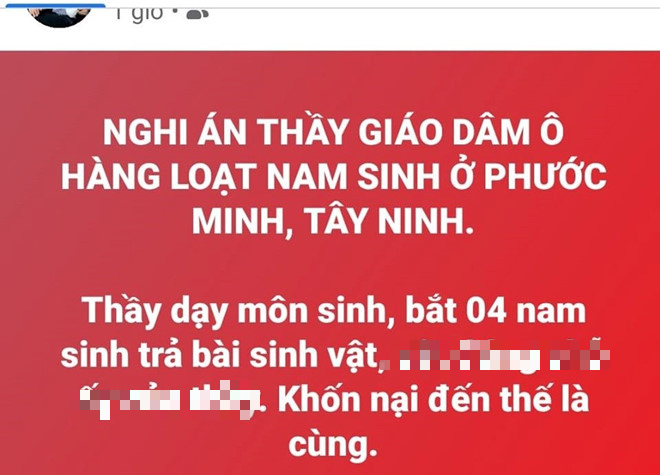 Dư luận bức xúc với thầy giáo cấp 2 ở Tây Ninh bị tố dâm ô 4 nam sinh, bắt kéo khóa quần và xem phim nhạy cảm - Ảnh 1.