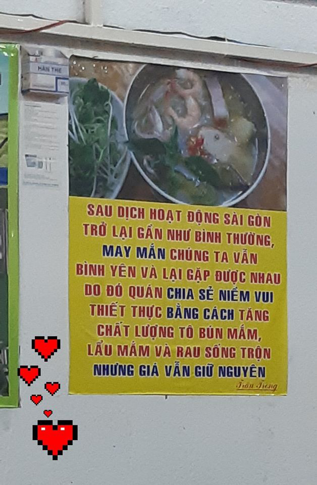 Quán bún mắm ở Sài Gòn thông báo tăng chất lượng nhưng không tăng giá sau dịch Covid-19, lý do khiến nhiều người ấm lòng: May mắn chúng ta vẫn được gặp lại nhau - Ảnh 1.