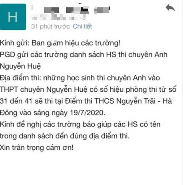 Sở GD-ĐT H&agrave; Nội l&ecirc;n tiếng về &ldquo;sự cố&rdquo; đổi địa điểm thi l&uacute;c nửa đ&ecirc;m - Ảnh 1.