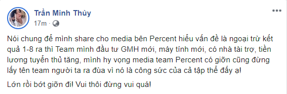 Bạn gái Optimus phẫn nộ khi Percent Esports cà khịa quá đáng, lấy tên Overpower Gaming ra làm trò cười - Ảnh 2.