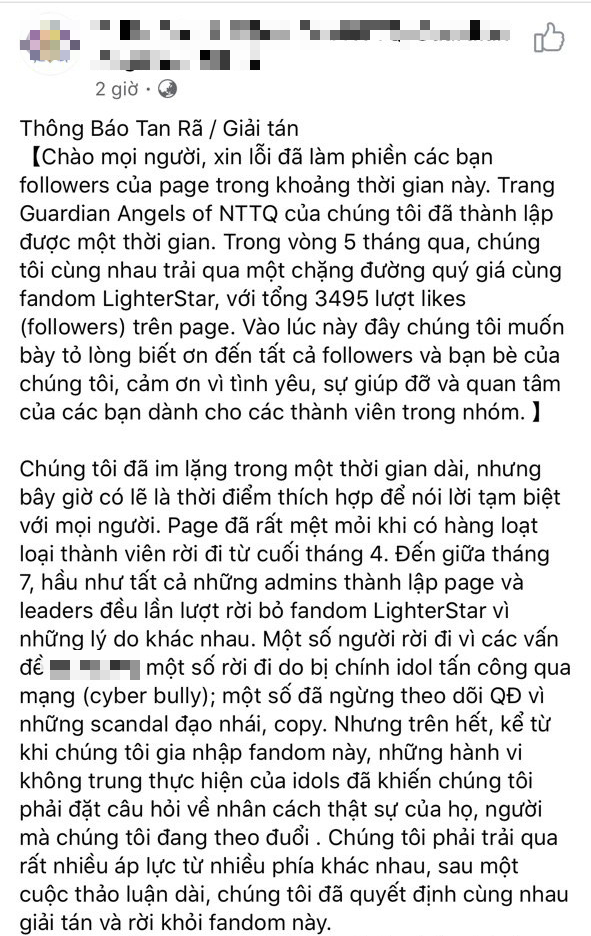 Fanpage tự nhận là fan của Nguyễn Trần Trung Quân - Denis Đặng bất ngờ bóc phốt kèm tuyên bố tan rã, người trong cuộc nói gì? - Ảnh 1.