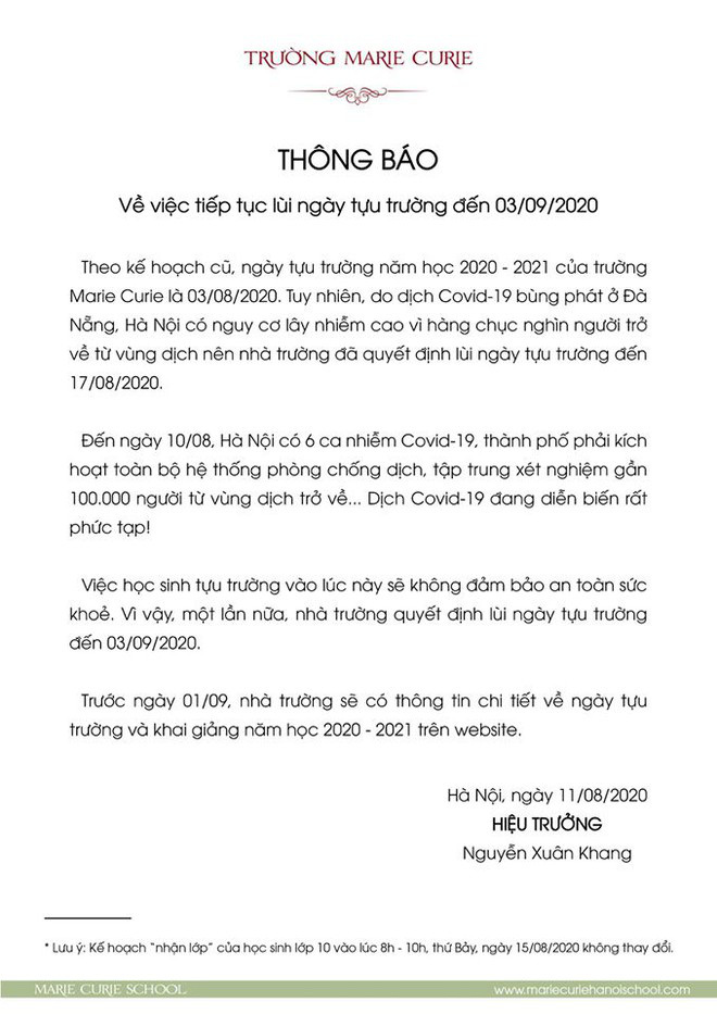 Nhiều trường thông báo lùi lịch tập trung, có nơi phải ra thông báo 2 lần hoãn học - Ảnh 1.
