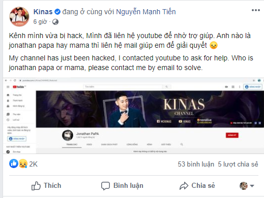 YouTuber Liên Quân triệu sub bị hacker viếng thăm, xóa sạch video và biến thành Jonathan Galindo - Ảnh 2.