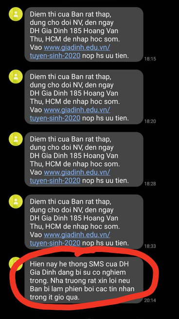 Trường ĐH ở TP.HCM spam tin nhắn phản cảm: Điểm của bạn rất thấp, đến ngay Gia Định nhập học - Ảnh 4.