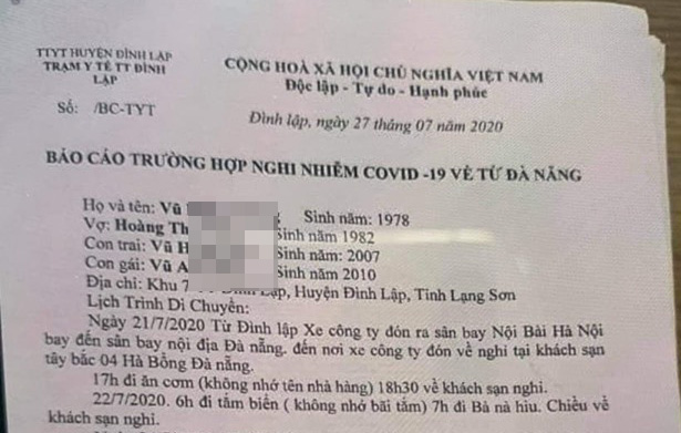 Lạng Sơn: Thiết lập vùng cách ly y tế sau khi một gia đình trở về từ Đà Nẵng có người ho sốt - Ảnh 1.