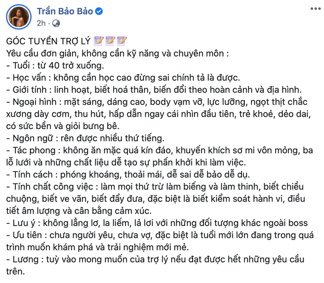 BB Trần tìm trợ lý như chiêu mộ... diễn viên 18+, đến mức Hoàng Thuỳ phải vào nhắc lại vụ tranh cãi tuyển dụng năm nào - Ảnh 3.