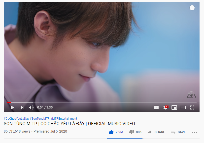 Ra mắt C&oacute; Chắc Y&ecirc;u L&agrave; Đ&acirc;y được 1 th&aacute;ng, Sơn T&ugrave;ng M-TP lập v&ocirc; v&agrave;n th&agrave;nh t&iacute;ch nhưng kh&ocirc;ng vượt qua c&aacute;i b&oacute;ng của H&atilde;y Trao Cho Anh - Ảnh 3.