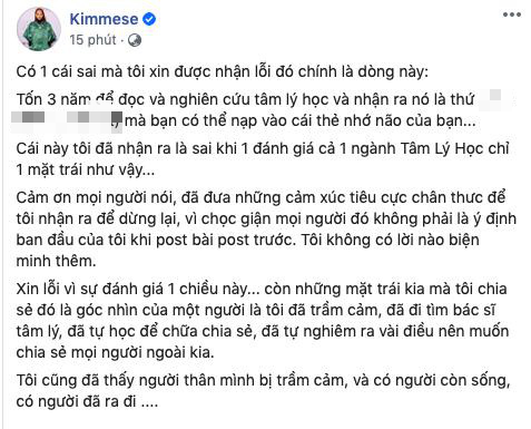 MXH tranh cãi dữ dội vì quan điểm chữa trầm cảm của Kimmese: Việc bạn cần làm là nhận ra mình đã tự ép mình quá đáng, đừng dùng thuốc tây - Ảnh 6.