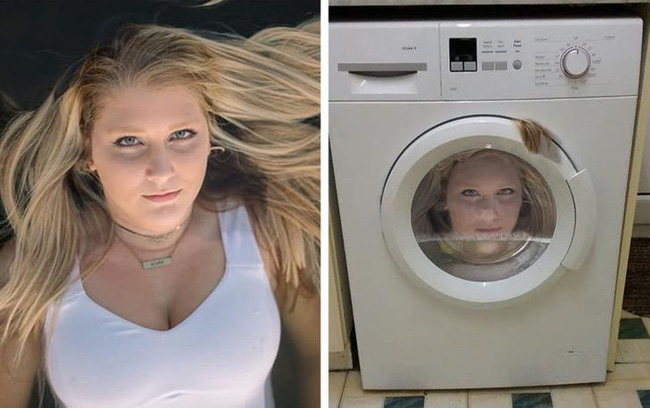 Nhờ chỉnh ảnh trông như nằm trên nước, cô gái được cho luôn vào máy giặt và những người có chung cảnh ngộ khi lỡ tìm đến thánh Photoshop thích đùa - Ảnh 1.