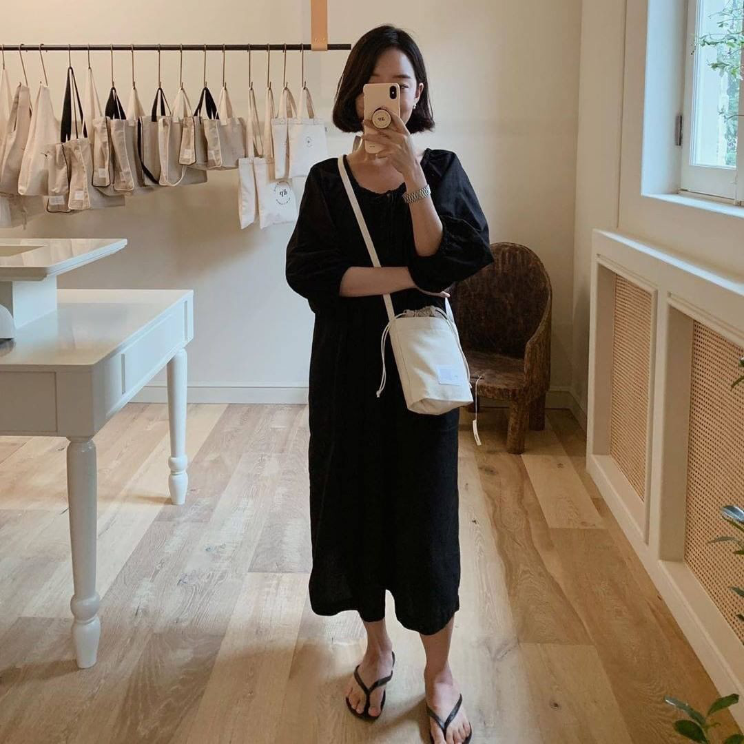 Set váy trung niên nữ dài tay cổ thêu hoạ tiết - Hanyza Store