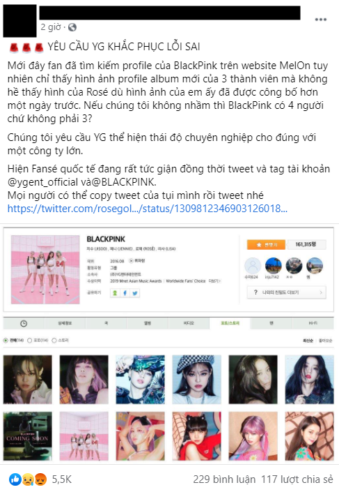 Hết bị dìm trong teaser, Rosé lại bị YG bỏ quên ở loạt ảnh profile của BLACKPINK trên Melon khiến fan la ó - Ảnh 2.