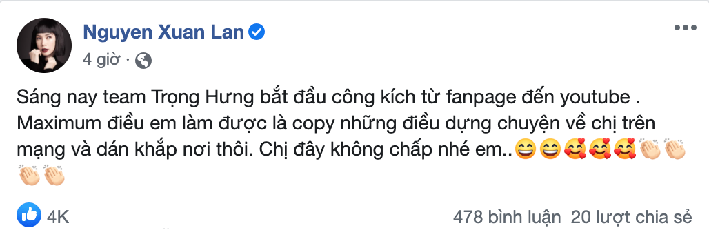 Sau loạt status đấu tố của Xu&acirc;n Lan, Trọng Hưng đ&atilde; ch&iacute;nh thức l&ecirc;n tiếng: N&oacute;i c&aacute;i g&igrave; phải c&oacute; hai chiều v&agrave; c&oacute; bằng chứng - Ảnh 3.