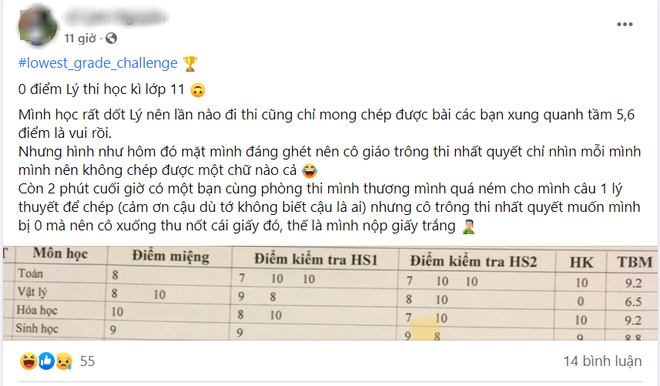 Dân mạng thi nhau tham gia trào lưu khoe điểm thấp tũn thời đi học: Đọc lý do mà cười sái quai hàm - Ảnh 1.