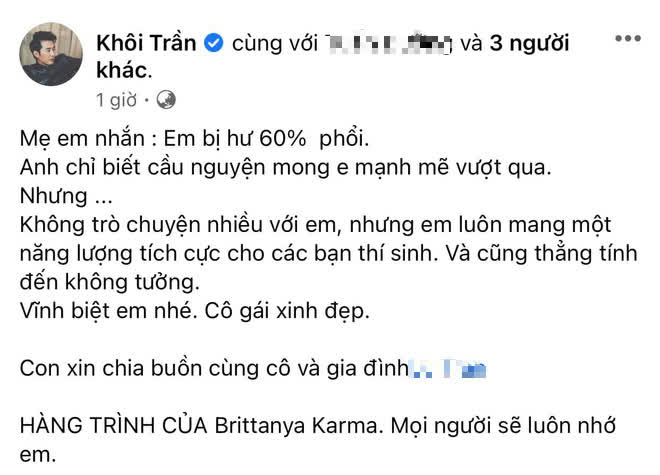 Host Anh Chàng Độc Thân chia sẻ về sự ra đi của Brittanya Karma: Mẹ em nhắn em bị hư 60% phổi - Ảnh 2.