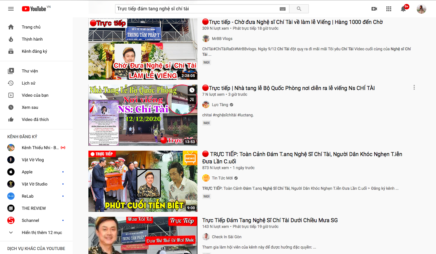 Dozens of YouTube channels posted fake videos.  Directly the funeral of artist Chi Tai to catch the eye, the community was outraged, the reaction was fierce - Photo 1.