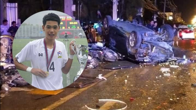Cầu thủ trẻ Th&aacute;i Lan say xỉn, g&acirc;y tai nạn li&ecirc;n ho&agrave;n nghi&ecirc;m trọng: 34 &ocirc; t&ocirc; hư hỏng, một người đi cấp cứu - Ảnh 1.