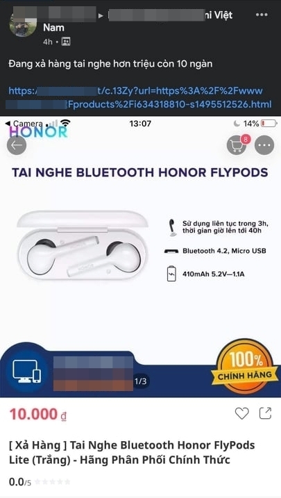 Hí hửng đặt mua tai nghe không dây Honor sale từ tiền triệu còn 10k, hết hồn vì phí ship lên tới… 4,5 triệu đồng - Ảnh 1.