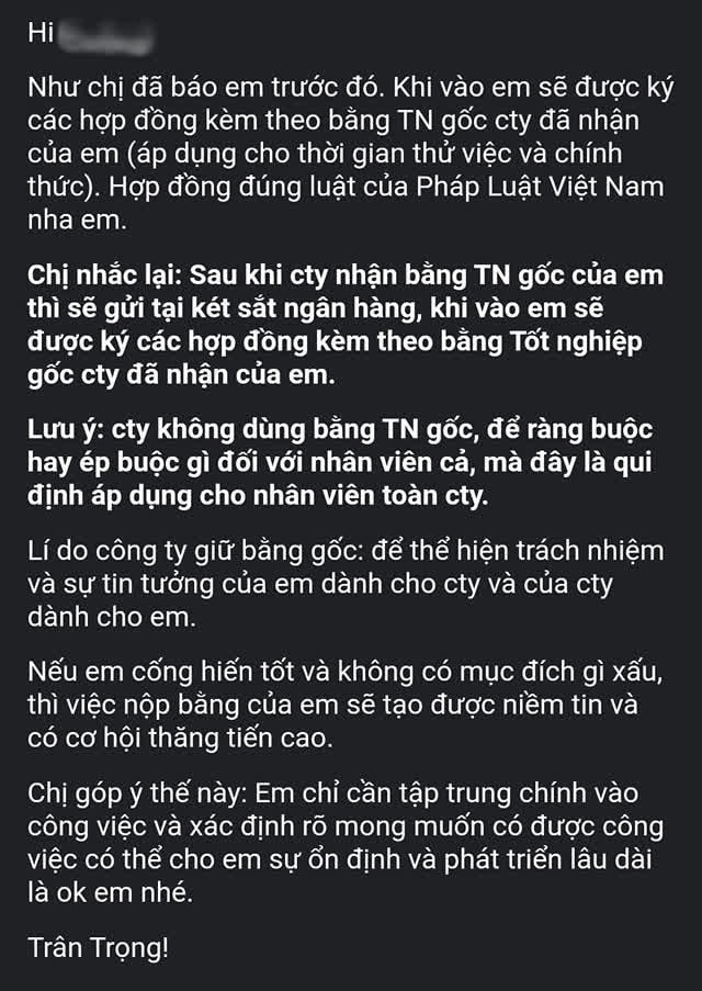 Công ty yêu cầu nhân viên giao bằng tốt nghiệp gốc để tạo sự tin tưởng, dân mạng bóc phốt: Để làm trò, giữ chân người khác thôi! - Ảnh 1.