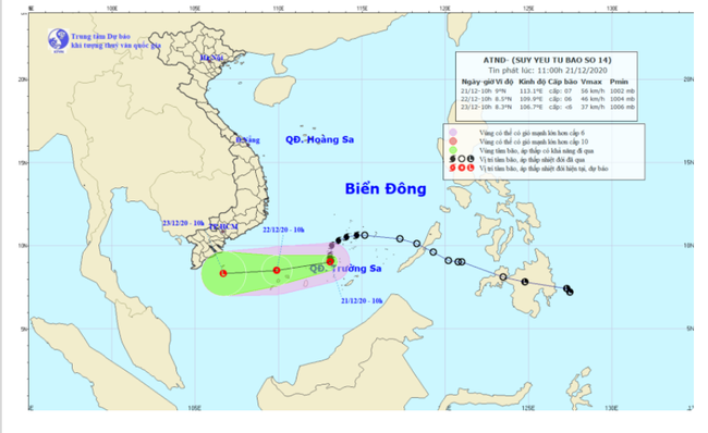 Bão số 14 suy yếu thành áp thấp nhiệt đới trên Biển Đông - Ảnh 1.
