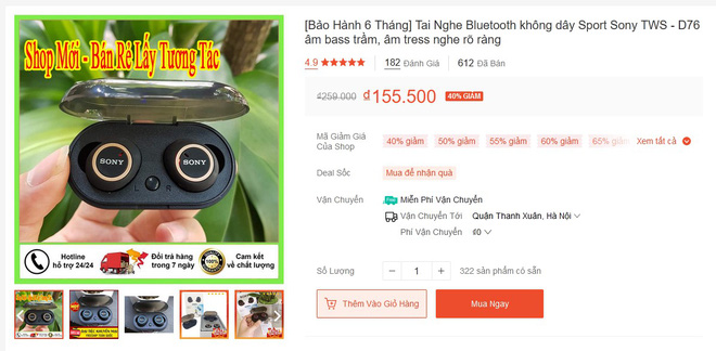Tai nghe Sony hàng fake trên mạng bán chỉ 150k: Rõ là hàng giả mà vẫn đầy người mua, nhận cả trăm đánh giá 5 sao - Ảnh 1.