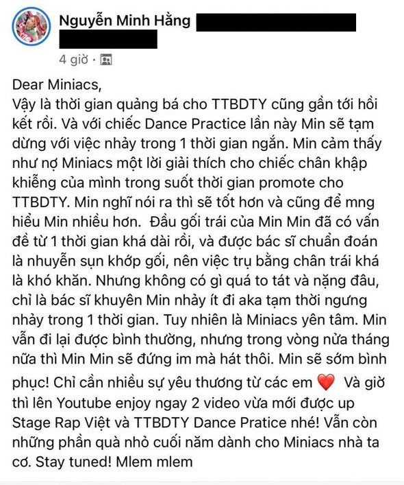 Min bất ngờ chia sẻ với fan sẽ tạm ngừng nhảy vì chấn thương chân, xem lại hậu trường MV càng thêm xót xa - Ảnh 3.