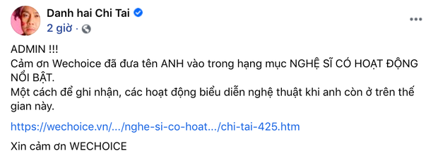 NS Chí Tài vượt Trấn Thành chỉ sau 3 ngày, vươn lên Top 1 đề cử hạng mục NS có hoạt động nổi bật ở WeChoice 2020 - Ảnh 4.