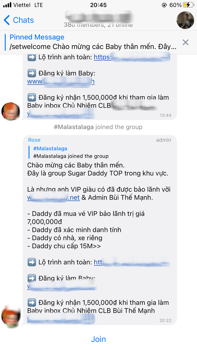 Telegram như một ổ tệ nạn: tràn lan hội nhóm tìm Sugar Baby, Sugar Daddy đến các động chào giá, share số trá hình! - Ảnh 2.