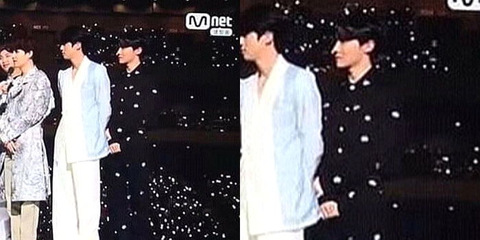 B&iacute; ẩn khoảnh khắc g&acirc;y hoang mang tột độ của BTS: V bị nghi liếm m&aacute; Jin, J-Hope bay m&agrave;u tr&ecirc;n s&acirc;n khấu MAMA, ng&atilde; ngửa khi t&igrave;m ra sự thật - Ảnh 5.