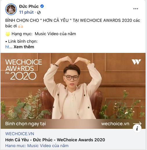 Các nghệ sĩ Việt nô nức kêu gọi bình chọn tại WeChoice Awards 2020, cuộc chiến fandom đang vô cùng gay cấn! - Ảnh 9.