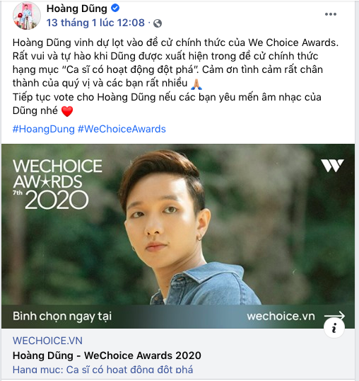 Các nghệ sĩ Việt nô nức kêu gọi bình chọn tại WeChoice Awards 2020, cuộc chiến fandom đang vô cùng gay cấn! - Ảnh 11.