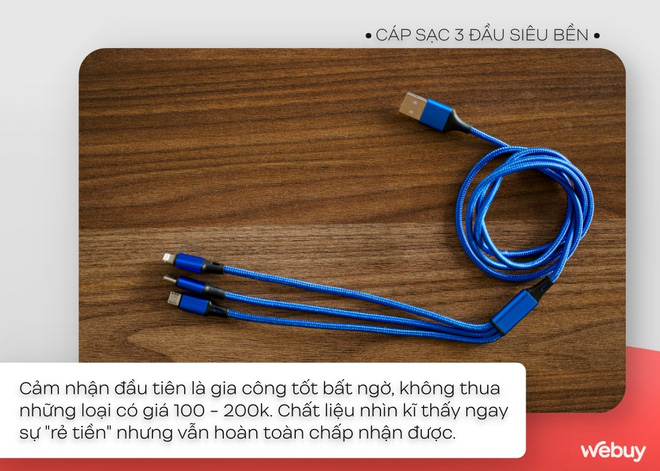 Cáp sạc 3 đầu siêu bền mà giá chỉ 1k, dùng thế nào? - Ảnh 1.