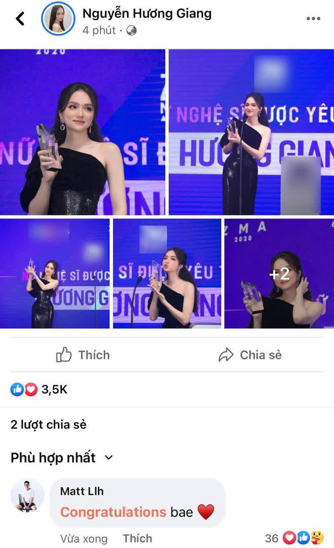 Huong Giang posted a photo of receiving the award amid the controversy, revealing the results before G, and Matt Liu came in to comment immediately and forever!  - Photo 2.