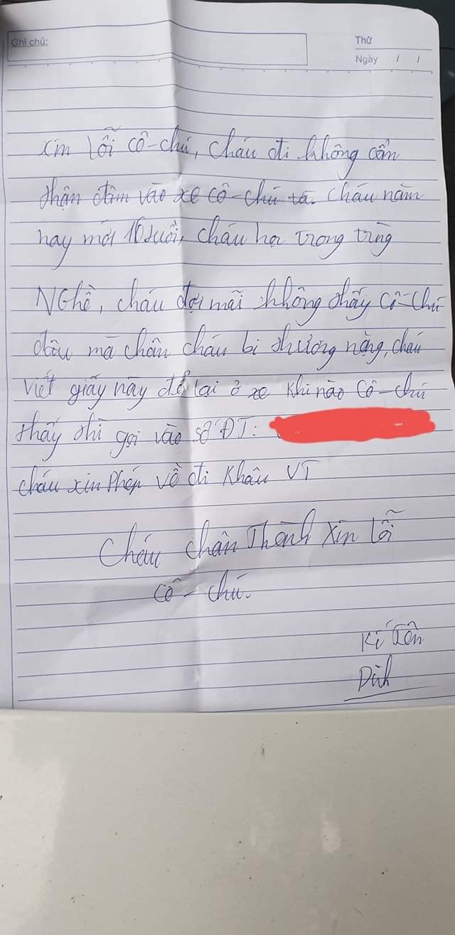 Lỡ đâm trúng ô tô ven đường, nam sinh 16 tuổi để lại lời nhắn cho khổ chủ, đọc xong ai cũng tấm tắc khen: Tử tế quá! - Ảnh 2.